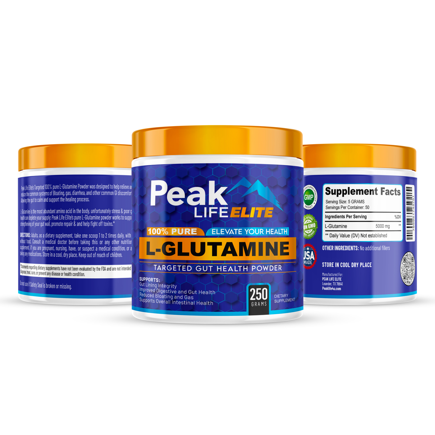 Peak LIfe Elite L-Glutamine Powder 250 grams